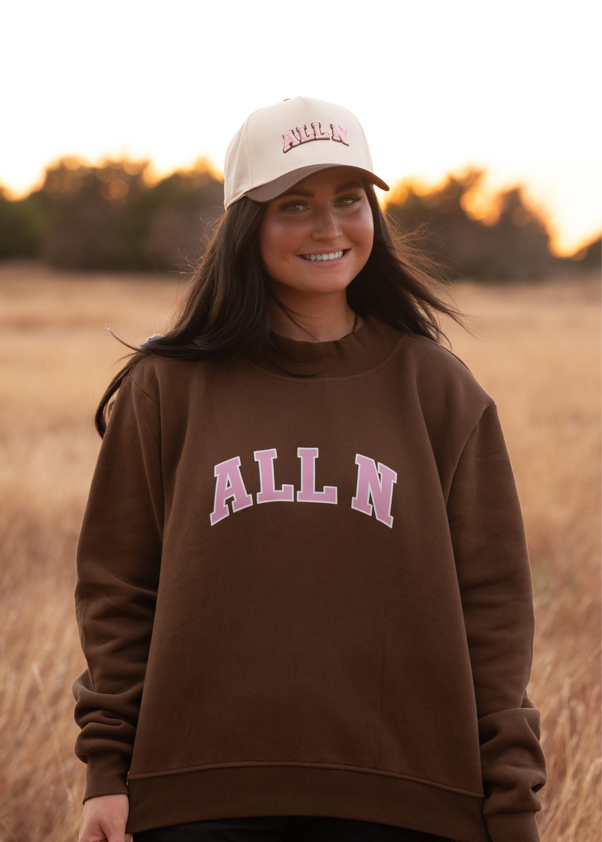 ALL N Varsity Brown Oversized Mockneck