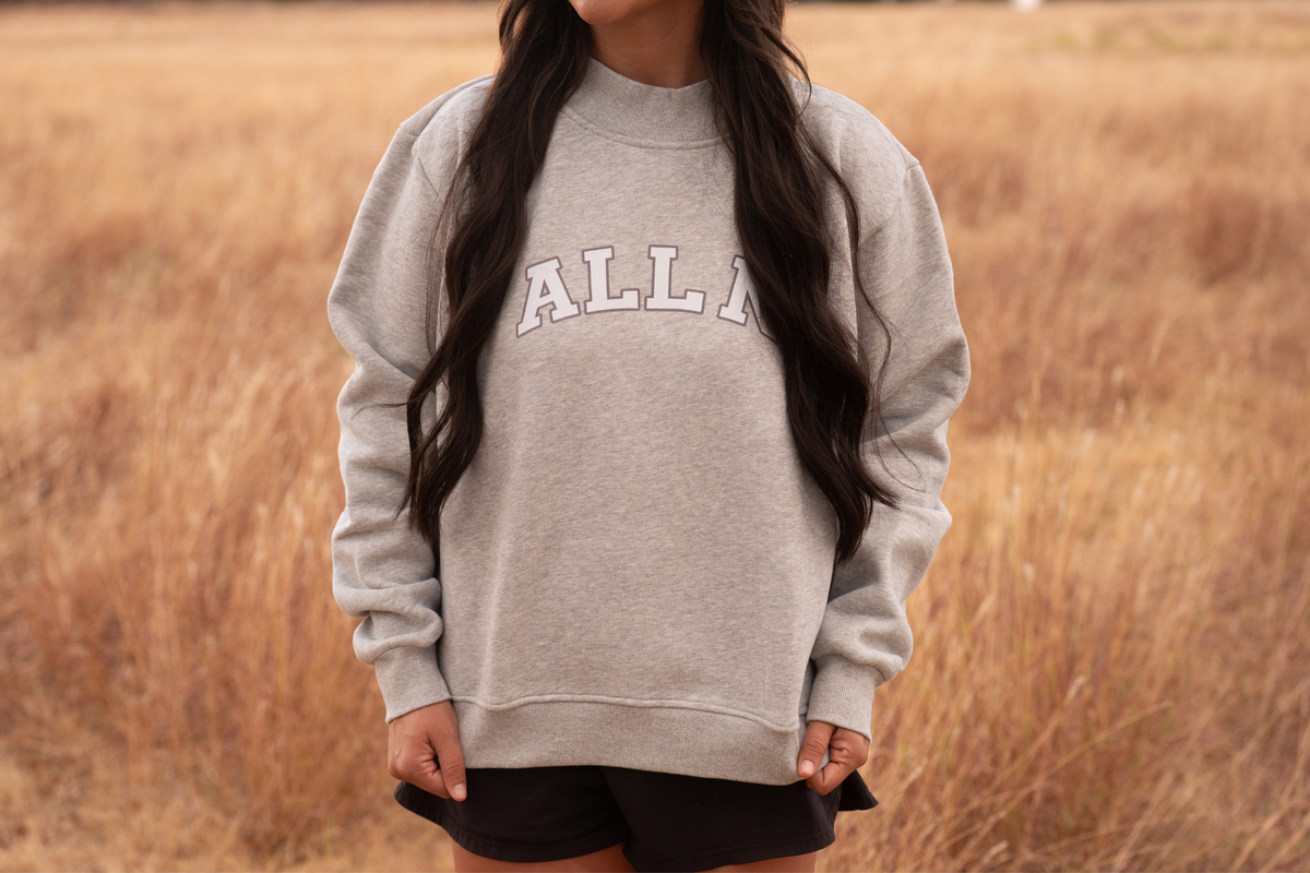 ALL N Varsity Gray Oversized Mockneck