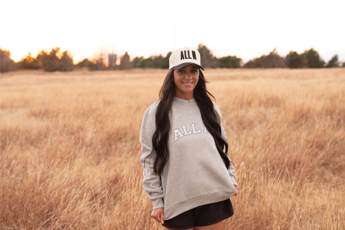 ALL N Varsity Gray Oversized Mockneck