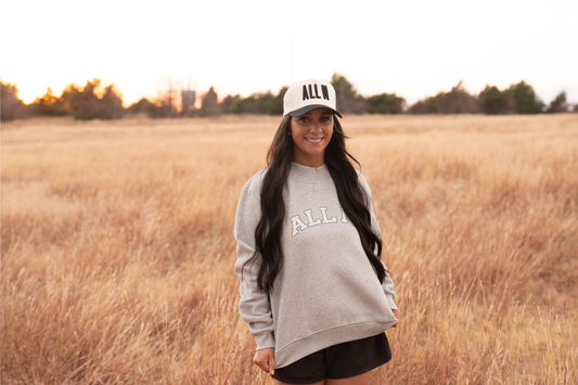 ALL N Varsity Gray Oversized Mockneck