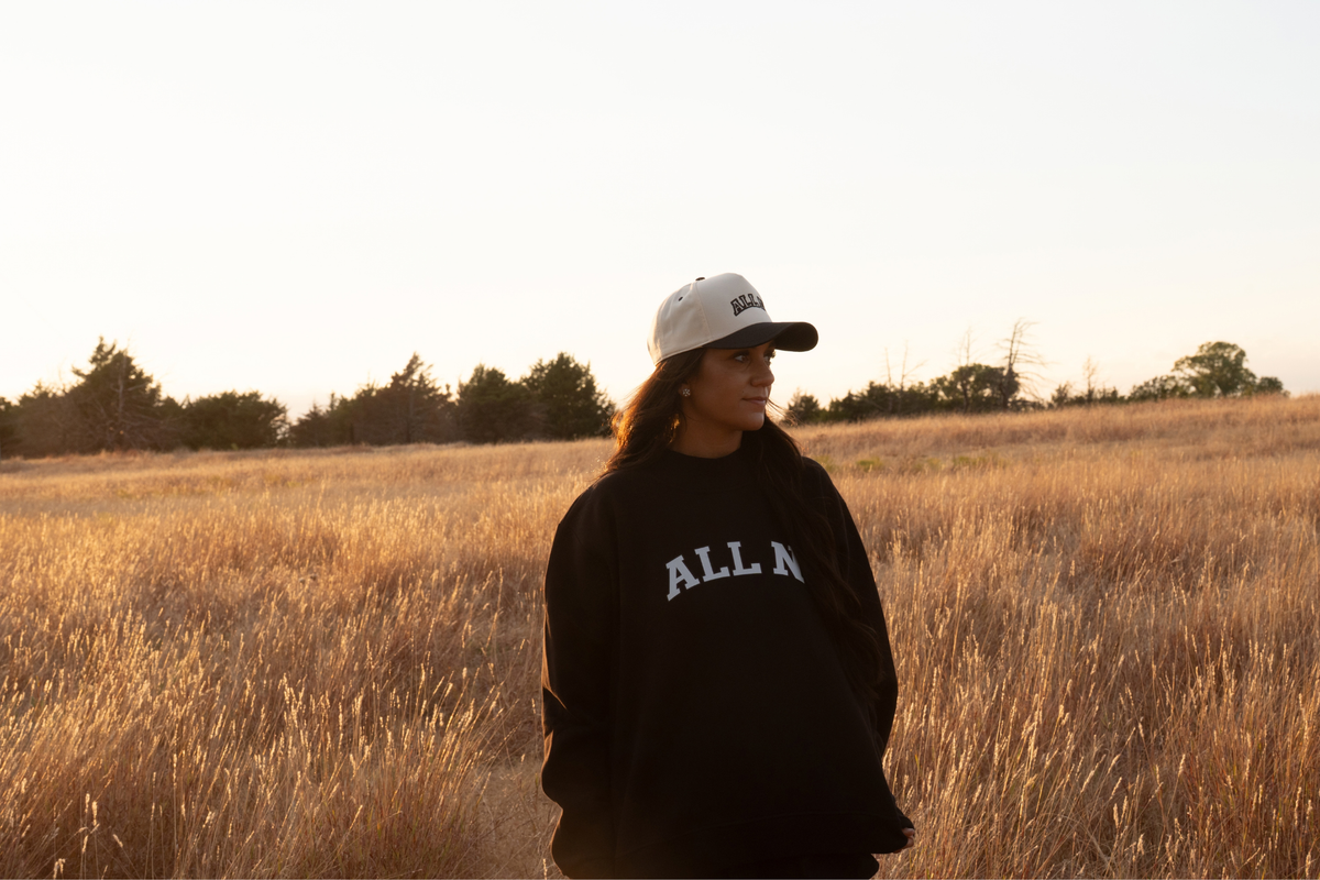 ALL N Varsity Black Oversized Mockneck