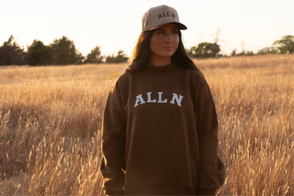 ALL N Varsity Brown Oversized Mockneck